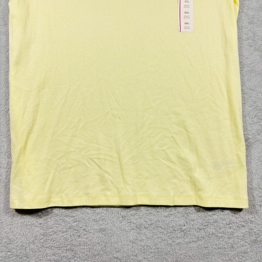 A New Day T-Shirt Womens XXL Yellow Ribbed Short Sleeve Crewneck New - Picture 12 of 13